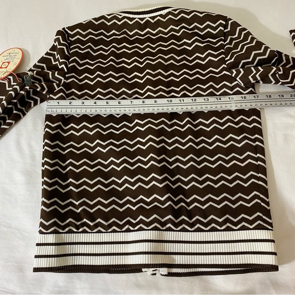 Vintage The Kollection Jacket and Blouse Set Brown White Stripes 70's Career 2pc - Picture 8 of 10